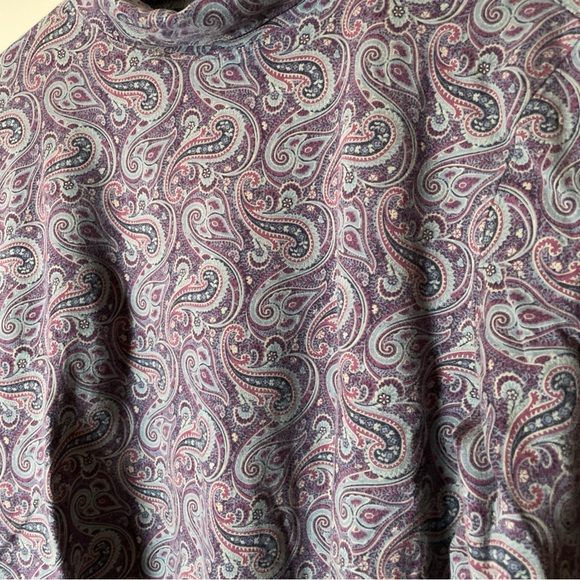 Lands End Turtleneck Women's 1X (16W-18W) Blue Purple Paisley Thermal Vintage - Picture 3 of 9